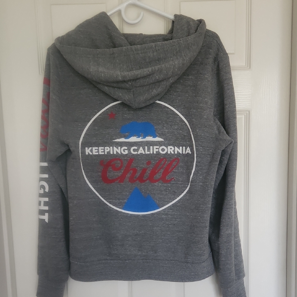 Aviator Nation Gray Hoodie Keeping Californa CHILL, Coors light, MED